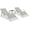 Image de vidaXL - Ligbedden - 2 - st - met - tafel - aluminium - crèmekleurig