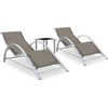 Image de vidaXL - Ligbedden - 2 - st - met - tafel - aluminium - taupekleurig