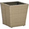 Image de vidaXL - Salontafel - 41,5x41,5x44 - cm - poly - rattan - en - gehard - glas - beige