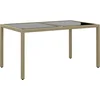 Image de vidaXL - Tuintafel - 150x90x75 - cm - gehard - glas - en - poly - rattan - beige