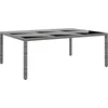 Image de vidaXL - Tuintafel - 200x150x75 - cm - gehard - glas - en - poly - rattan - grijs