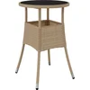 Image de vidaXL - Tuintafel - Ø60x75 - cm - gehard - glas - en - poly - rattan - beige