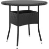 Image de vidaXL - Tuintafel - Ø80x75 - cm - gehard - glas - en - poly - rattan - zwart
