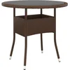 Image de vidaXL - Tuintafel - Ø80x75 - cm - gehard - glas - en - poly - rattan - bruin