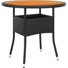 Image de vidaXL - Tuintafel - Ø80x75 - cm - acaciahout - en - poly - rattan - zwart