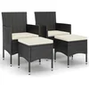 Image de vidaXL - 4-delige - Tuinstoel- - en - voetenbankset - rattan - zwart