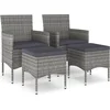Image de vidaXL - 4-delige - Tuinstoelen- - en - voetenbankenset - poly - rattan - grijs