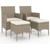 Image de vidaXL - 4-delige - Tuinstoelen- - en - voetenbankenset - poly - rattan - beige