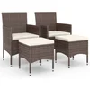 Image de vidaXL - 4-delige - Tuinstoelen- - en - voetenbankenset - poly - rattan - bruin