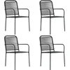 Image de vidaXL - Tuinstoelen - 4 - st - katoenen - touw - en - staal - zwart
