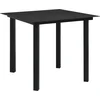 Image de vidaXL - Tuintafel - 80x80x74 - cm - staal - en - glas - zwart