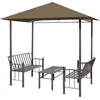 Image de vidaXL - Tuinpaviljoen - met - tafel - en - bankjes - 180 - g/m² - 2,5x1,5x2,4 - m - taupe