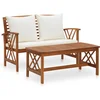Image de vidaXL - 2-delige - Loungeset - met - kussens - massief - acaciahout
