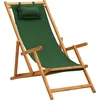 Image de vidaXL - Strandstoel - inklapbaar - massief - eucalyptushout - en - stof - groen