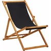 Image de vidaXL - Strandstoel - inklapbaar - eucalyptushout - en - stof - zwart