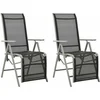 Image de vidaXL - Tuinstoelen - 2 - st - verstelbaar - textileen - aluminium - zilverkleurig
