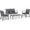 Image de vidaXL - 4-delige - Loungeset - met - kussens - massief - acaciahout