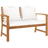 Image de vidaXL - Tuinbank - met - crèmekleurig - kussen - 120 - cm - massief - acaciahout