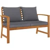 Image de vidaXL - Tuinbank - met - donkergrijs - kussen - 120 - cm - massief - acaciahout