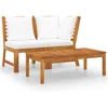 Image de vidaXL - 3-delige - Loungeset - met - crèmekleurige - kussens - massief - acaciahout