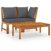 Image de vidaXL - 3-delige - Loungeset - met - donkergrijze - kussens - massief - acaciahout