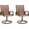 Image de vidaXL - Tuinstoelen - draaibaar - 2 - st - textileen - en - staal - bruin