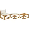 Image de vidaXL - 3-delige - Loungeset - met - crèmekleurige - kussens - massief - acaciahout