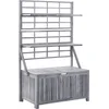 Image de vidaXL - Opbergbox - met - latwerk - 99x55x160 - cm - massief - acaciahout - grijs