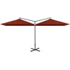 Image de vidaXL - Parasol - dubbel - met - stalen - paal - 600x300 - cm - terracottakleurig