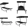 Image de vidaXL - Loungebed - met - luifel - en - kussen - zwart