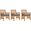 Image de vidaXL - Tuinstoelen - 3 - st - met - kussens - massief - acaciahout