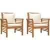 Image de vidaXL - Fauteuils - 2 - st - met - crèmewitte - kussens - massief - acaciahout
