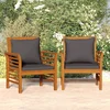 Image de vidaXL - Fauteuils - 2 - st - met - donkergrijze - kussens - massief - acaciahout