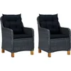 Image de vidaXL - Tuinstoelen - 2 - st - met - kussens - poly - rattan - donkergrijs