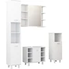 Image de vidaXL - 4-delige - Badkamermeubelset - bewerkt - hout - wit