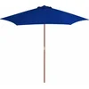 Image de vidaXL - Parasol - met - houten - paal - 270 - cm - blauw