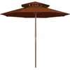 Image de vidaXL - Parasol - dubbeldekker - met - houten - paal - 270 - cm - terracottakleurig