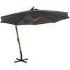 Image de vidaXL - Zweefparasol - met - paal - 3,5x2,9 - m - massief - vurenhout - antraciet