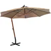 Image de vidaXL - Zweefparasol - met - paal - 3,5x2,9 - m - massief - vurenhout - taupe