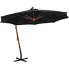 Image de vidaXL - Zweefparasol - met - paal - 3,5x2,9 - m - massief - vurenhout - zwart