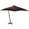Image de vidaXL - Zweefparasol - met - paal - 3x3 - m - massief - vurenhout - bordeauxrood