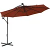 Image de vidaXL - Zweefparasol - met - LED-verlichting - en - stalen - paal - terracottakleur