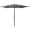 Image de vidaXL - Parasol - 3-laags - met - aluminium - paal - 2,5x2,5 - m - antracietkleurig