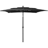 Image de vidaXL - Parasol - 3-laags - met - aluminium - paal - 2,5x2,5 - m - zwart