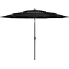 Image de vidaXL - Parasol - 3-laags - met - aluminium - paal - 3 - m - zwart