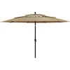 Image de vidaXL - Parasol - 3-laags - met - aluminium - paal - 3,5 - m - taupe
