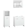 Image de vidaXL - 3-delige - Badkamermeubelset - bewerkt - hout - wit