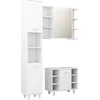 Image de vidaXL - 3-delige - Badkamermeubelset - bewerkt - hout - wit
