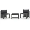 Image de vidaXL - 3-delige - Loungeset - met - kussens - poly - rattan - grijs