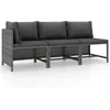 Image de vidaXL - 3-delige - Loungeset - met - kussens - poly - rattan - grijs
